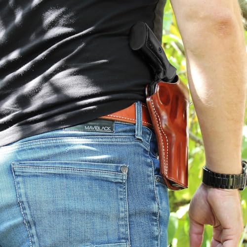 MASC Leather OWB Paddle Holster for GP-100 4.2-inch, Right-Hand Brown