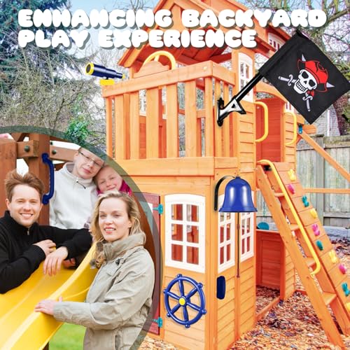 Pirate Playground Accessories Set - Blue - Swing, Steering Wheel, Telescope, Flag