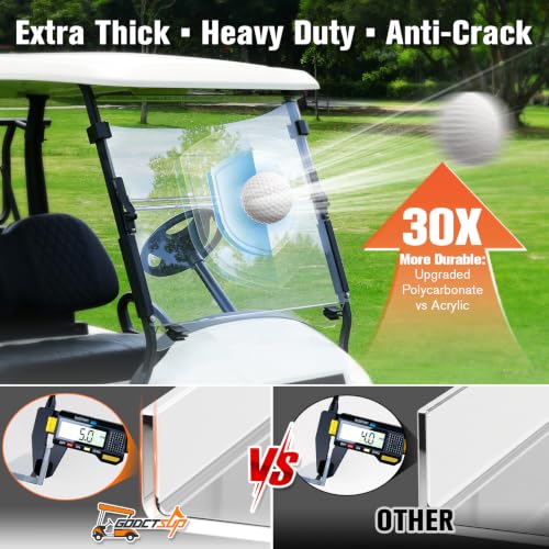Clear Golf Cart Windshield for Club Car Precedent & Onward 2004+ - Foldable Impact-Resistant Polycarbonate