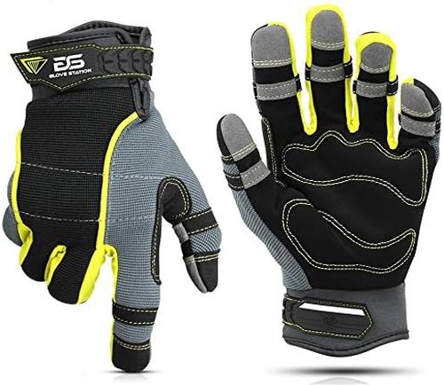 Glove Station Fingerless Work Gloves - Tactile Series with Synthetic Leather & Enhanced Grip