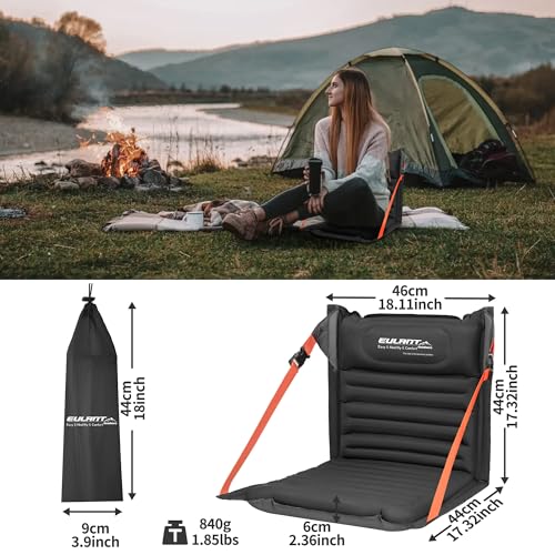 Large Black Inflatable Folding Camping Seat with Back Support