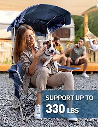 Docusvect Beach Chair with Canopy Shade - Backpack, Navy Blue, 1
