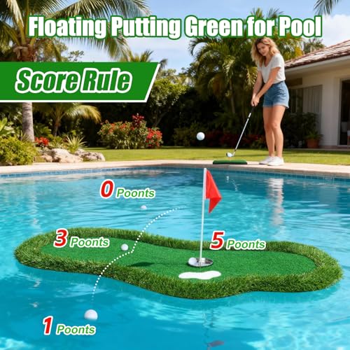 Floating Golf Putting Green for Pool - Portable Water Golf Practice Set