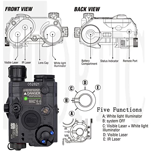Black Airsoft PEQ 15 IR & Green Laser Sight with White LED Flashlight for AEG GBB CQB