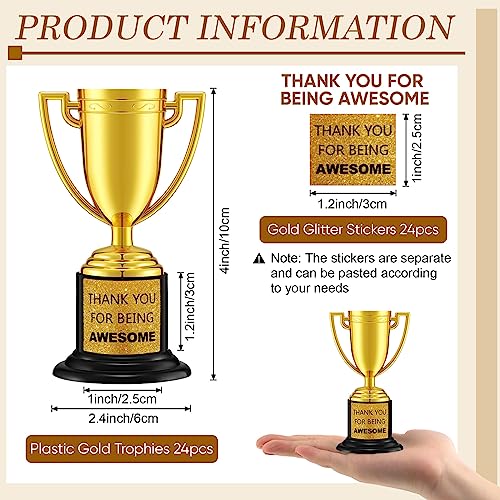 Awesome 24 Pcs Mini Gold Trophy Awards - 4 Inch Plastic Sports Prizes