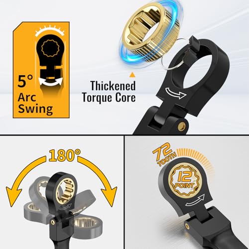 GRENPRO 23-Piece Flex Head Ratcheting Wrench Set with Color Ring (Metric & SAE)