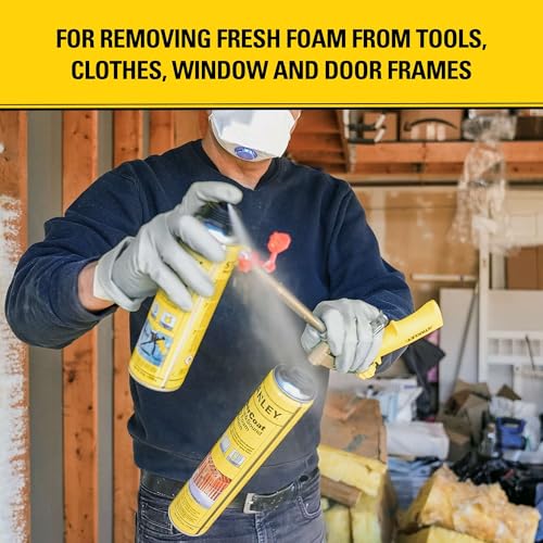 Stanley Foam Gun Cleaner Spray 12 Pack - Dissolves Uncured Polyurethane Foam