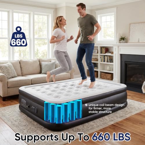 Sweetcrispy Queen Air Mattress, Inflatable Bed