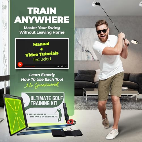 6-in-1 Golf Swing Trainer Set with Divot Board & Alignment Sticks - Indoor & Outdoor Practice Aid