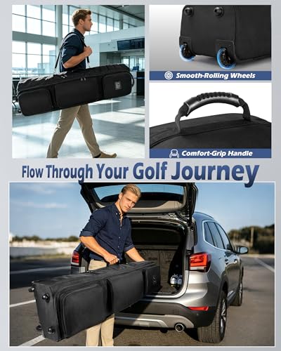 Marscamd Golf Travel Bag with Wheels - Heavy-Duty 1680D Case for Airlines