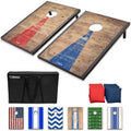 GoSports 3x2 ft Rustic Cornhole Set with 8 Bean Bags & Carry Case