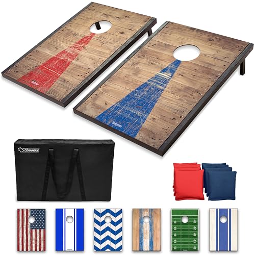GoSports 3x2 ft Rustic Cornhole Set with 8 Bean Bags & Carry Case