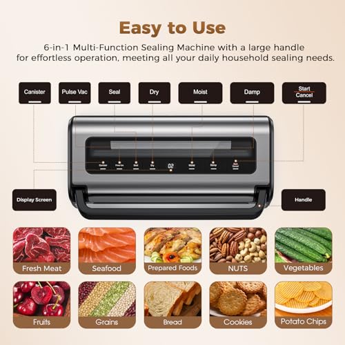 Food Vacuum Sealer Machine 6-in-1 Automatic Sealing for Food Preservation