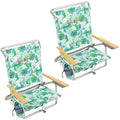 Tommy Bahama Tropical Leaves 5-Position Lay Flat Beach Chairs 2-Pack