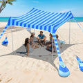 Blue Striped 10x10 FT Beach Tent Sun Shelter with UPF 50+ UV Protection