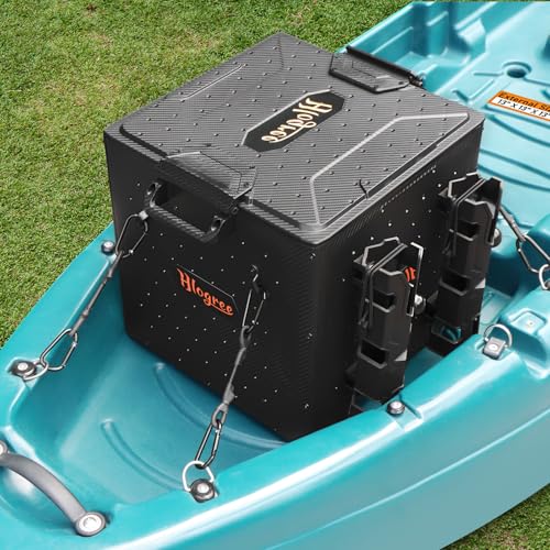 Kayak Fishing Crate with 4 Rod Holders - 13x13x13 Inch, Durable Storage Container