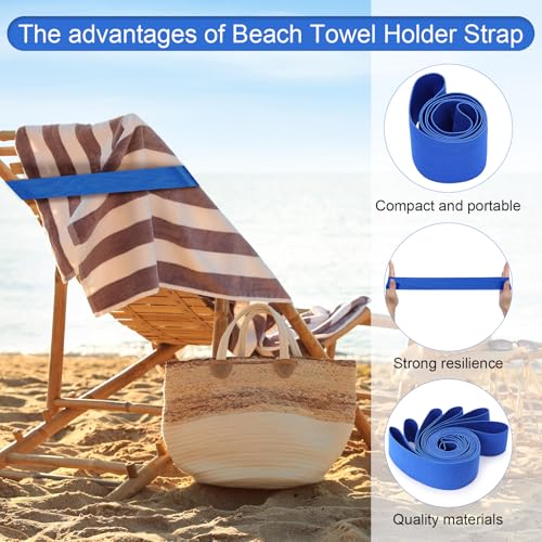 Jexine 12 Pcs Blue Towel Bands Clips for Beach & Cruise - Stretchable Chair Straps