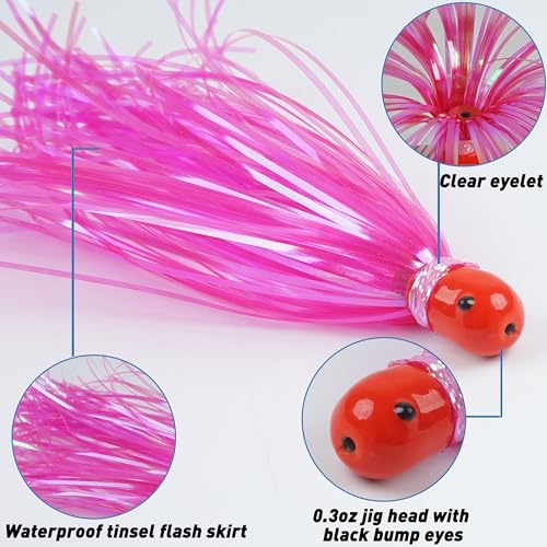 Purple 8pcs Fishing Mylar Skirt Trolling Lures 5.2in 3/8 oz Offshore
