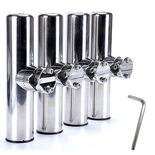 Amarine Made 4-Pack Boat Fishing Rod Holders Stainless Steel Adjustable Mounts