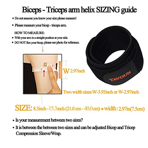 Bicep & Tricep Compression Sleeve 8.3-13.7 Inch Black - Support for Muscle Pain Relief