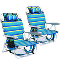 Canpsky Ocean Striped Portable Folding Beach Chair with 5 Positions & Towel Bar - Lightweight Outdoor Camping & Pool Lounge Chair for Adults