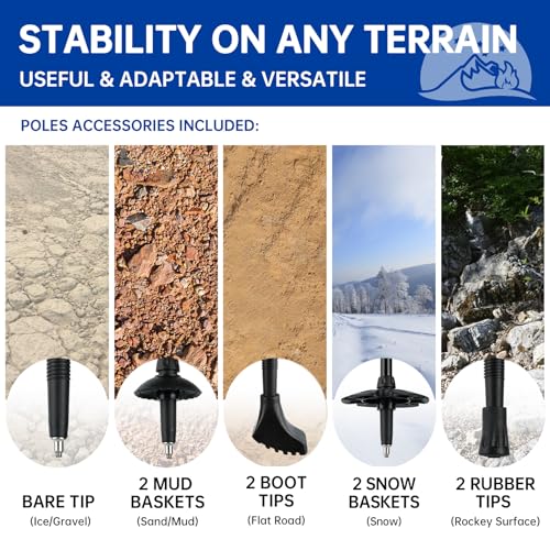Adjustable Aluminum Collapsible Hiking Poles - Black