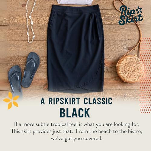 RipSkirt Hawaii Length 3 Wrap Skirt with Pocket - Black 8-10