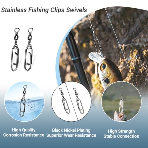 Heavy Duty Stainless Steel Saltwater & Freshwater Fishing Swivels 50 pcs Size 2+M 74lb