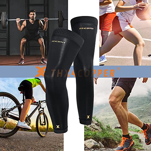 Large Copper Infused Full Leg Compression Sleeves for Support and Pain Relief