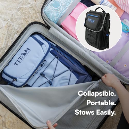 Titan Deep Freeze Ice Wall Backpack Cooler 30 Can - Cobalt Carbon Black Variation