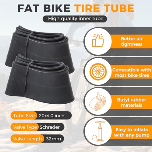 HOMEXMTD 2 Pack 20x4.0 Fat Bike Tires & Repair Tool Kit - Off-Road Replacement Set