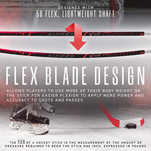 Kids Ice Hockey Stick - Left Shot 55 Inch Junior Composite, Red