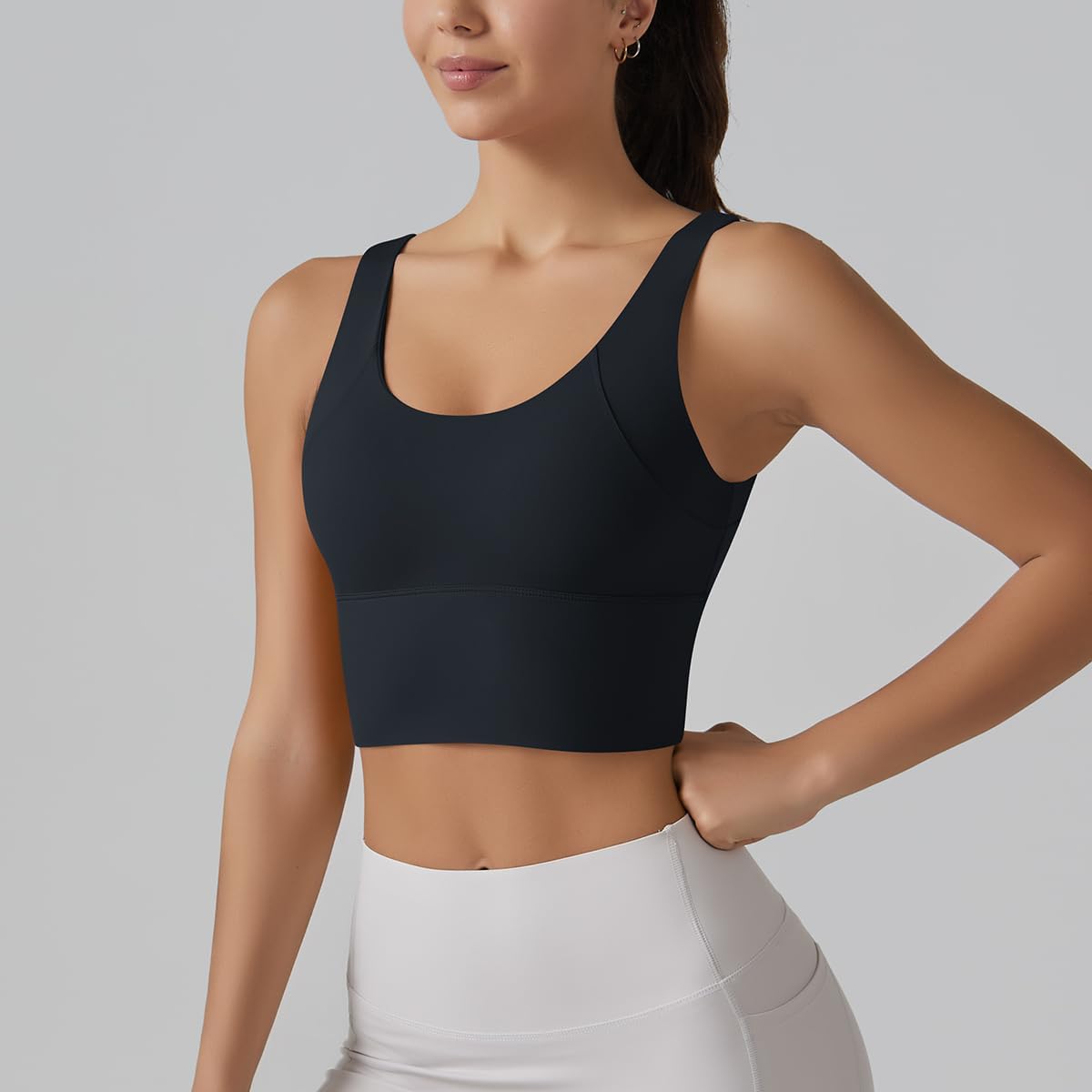 ABOCIW Longline Sports Bra - Wireless Padded Yoga Bra for Women | Medium Support Workout Crop Top