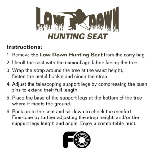 Lightweight Tree Hunting Seat with Adjustable Legs, Camo, and Storage