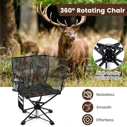 360° Silent Folding Swivel Hunting Chair - Camouflage, Portable & Comfortable
