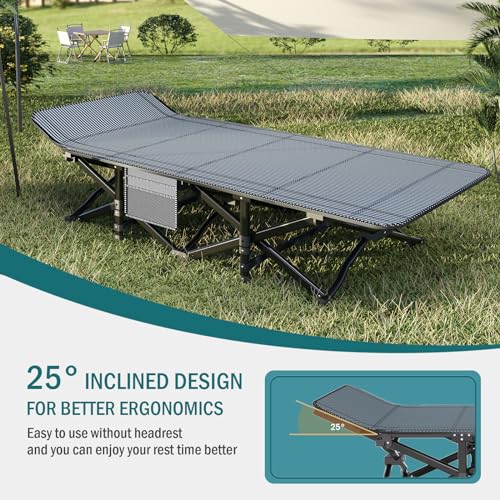 Heavy-Duty Folding Camping Cot with Removable Cushion for Adults