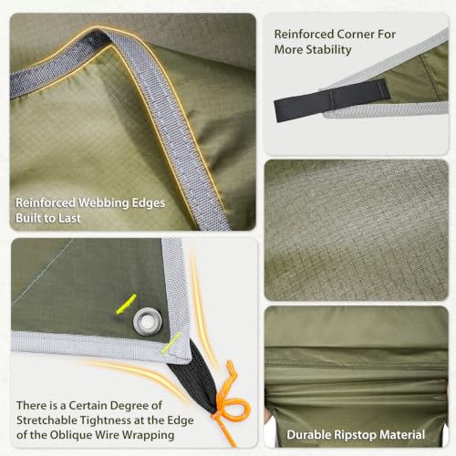 GEERTOP Green Camping Tarp 17x10 ft Waterproof Rain Fly for Outdoor Shelter