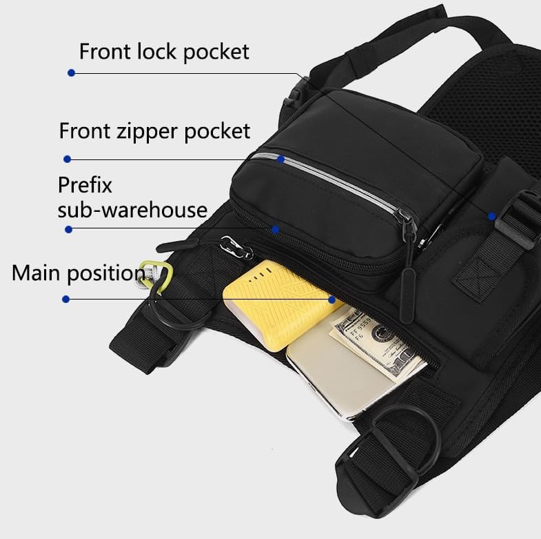 Skiennix Adjustable Nylon Chest Bag - Multi-Functional Sport Vest for Hiking & Cycling