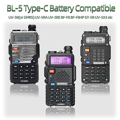 BAOFENG UV-5R Battery BL-5C Rechargeable Pack with USB-C Support - Medium