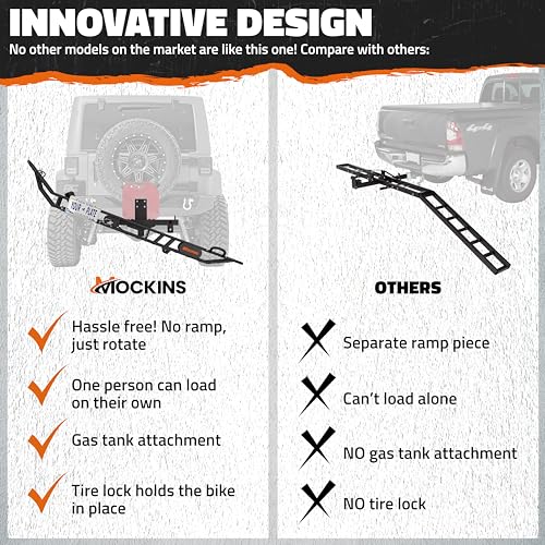 Mockins 83-Inch Tilting Dirt Bike Carrier Hitch Mount Rack with 500 lbs Capacity