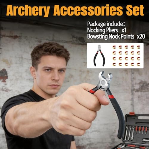 Archery Bow String Nocking Points Set – Brass Nocking Points & Pliers for Compound & Recurve Bows