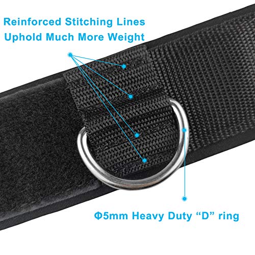Black D-Ring Ankle Straps for Cable Machine & Glute Work - Padded Foot Cuffs