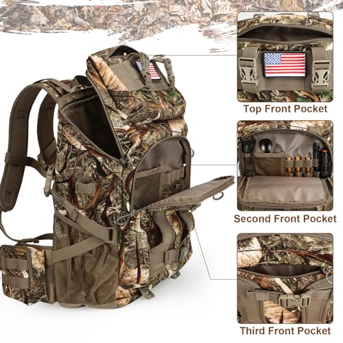 Men's Camo Hunting Backpack with Rifle & Bow Carry - Stealth Reed Camouflage