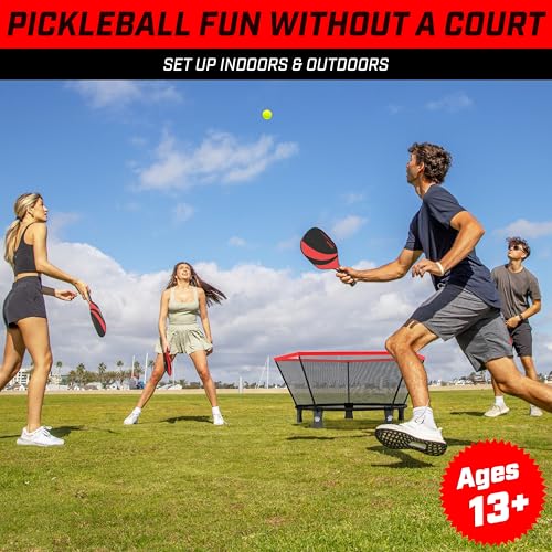 Pickleball Set with Quiet Net - Classic Edition for Lawn & Beach Play