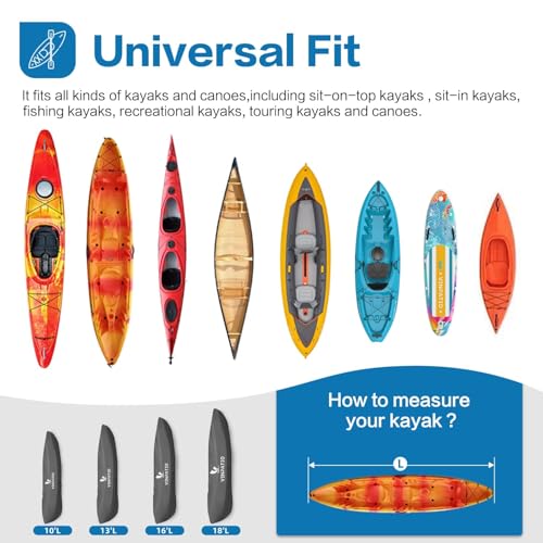 16ft Kayak Cover Waterproof Full Coverage Canoe Cover with Zipper Heavy-Duty UV Protection
