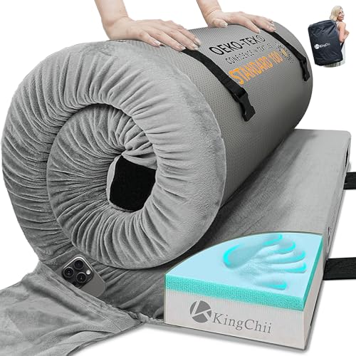 KingChii Grey Memory Foam Camping Mattress 75x30x3 Inch Portable Travel Bed