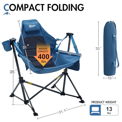 Portal Blue Hammock Camping Chair with Adjustable Recline and Carry Bag - 1 Pack