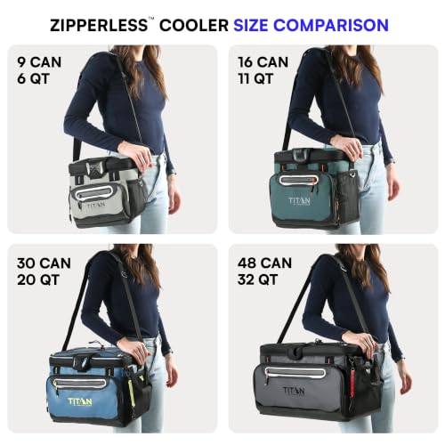 Titan Zipperless HardBody Cooler - Keeps Ice 2 Days, 48 Cans, Sharkskin Gray