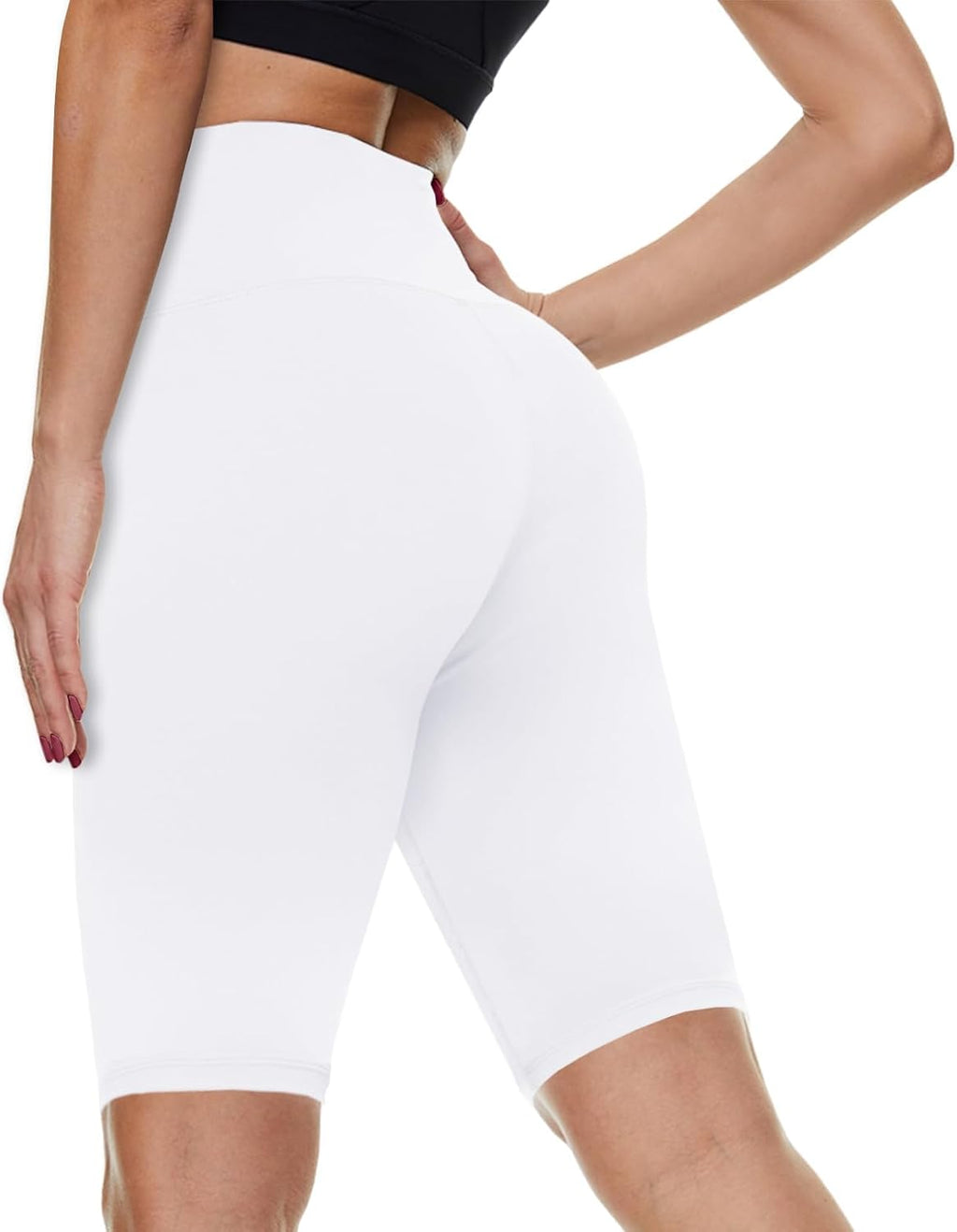 QGGQDD Biker Shorts for Women - High Waisted Tummy Control Spandex | 3"/5"/8" Sizes in White