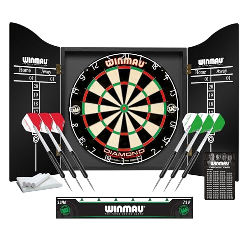 Winmau Diamond Plus Dartboard Cabinet Set - Bristle Dartboard & Accessories